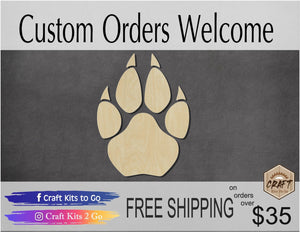 Cougar Paw blank wood cutouts animal cutouts animal blanks zoo animals DIY #1328 - Multiple Sizes Available - Unfinished Cutout Shapes