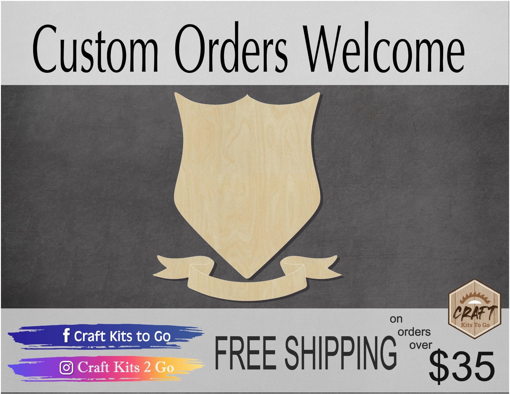 Coat of Arms blank wood cutouts DIY Paint kit Paint yourself #1343 - Multiple Sizes Available - Unfinished Cutout Shapes