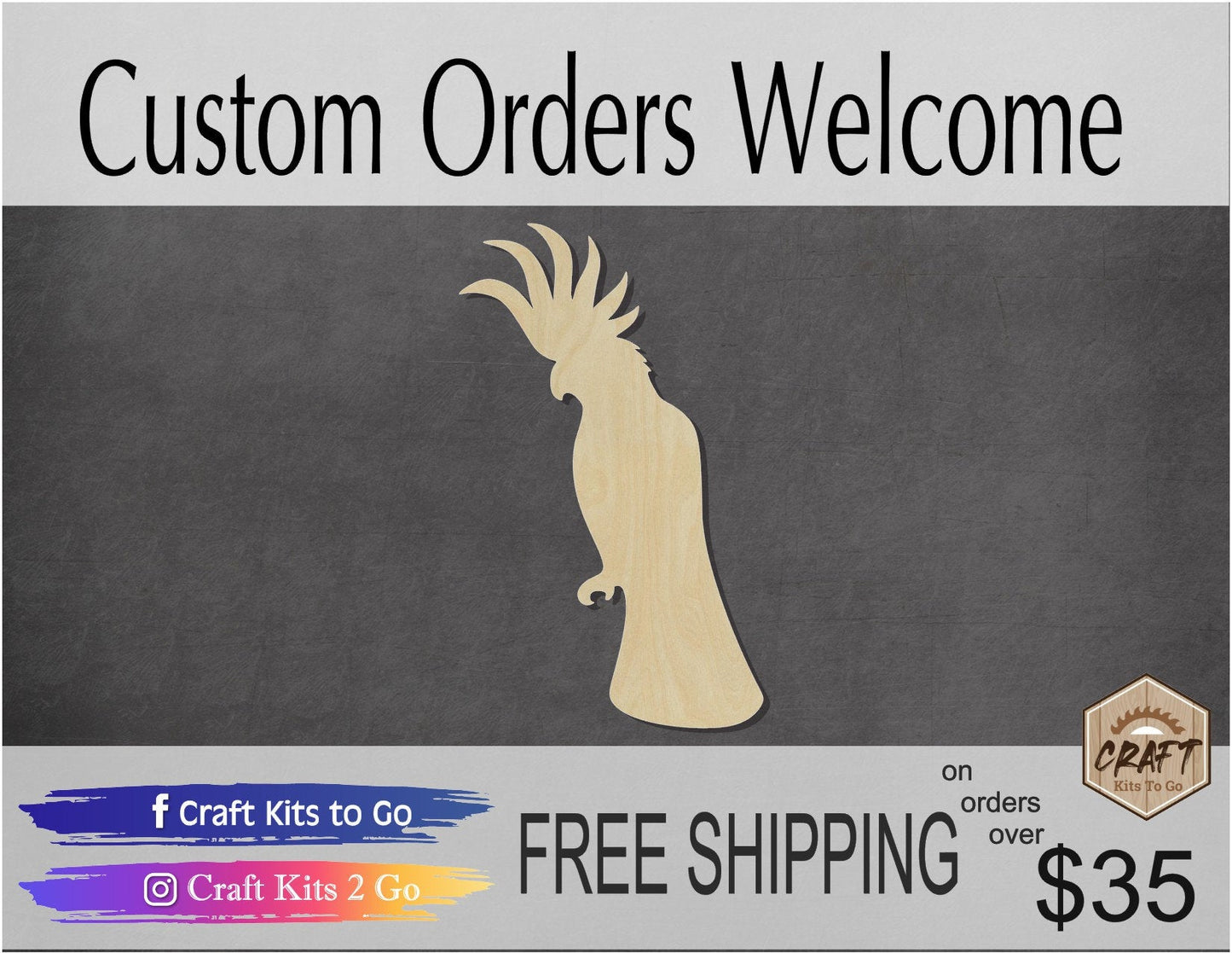 Cockatoo Bird cutouts wood blanks Animal cutouts zoo animals Flying birds, DIY #1346 - Multiple Sizes Available - Unfinished Cutout Shapes