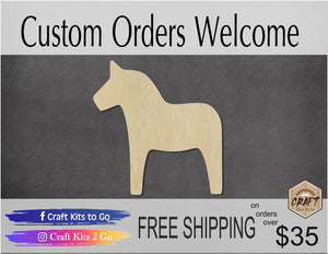 Dala Horse animal cutouts zoo animals pinata diy paint kits #1362 - Multiple Sizes Available - Unfinished Cutout Shapes