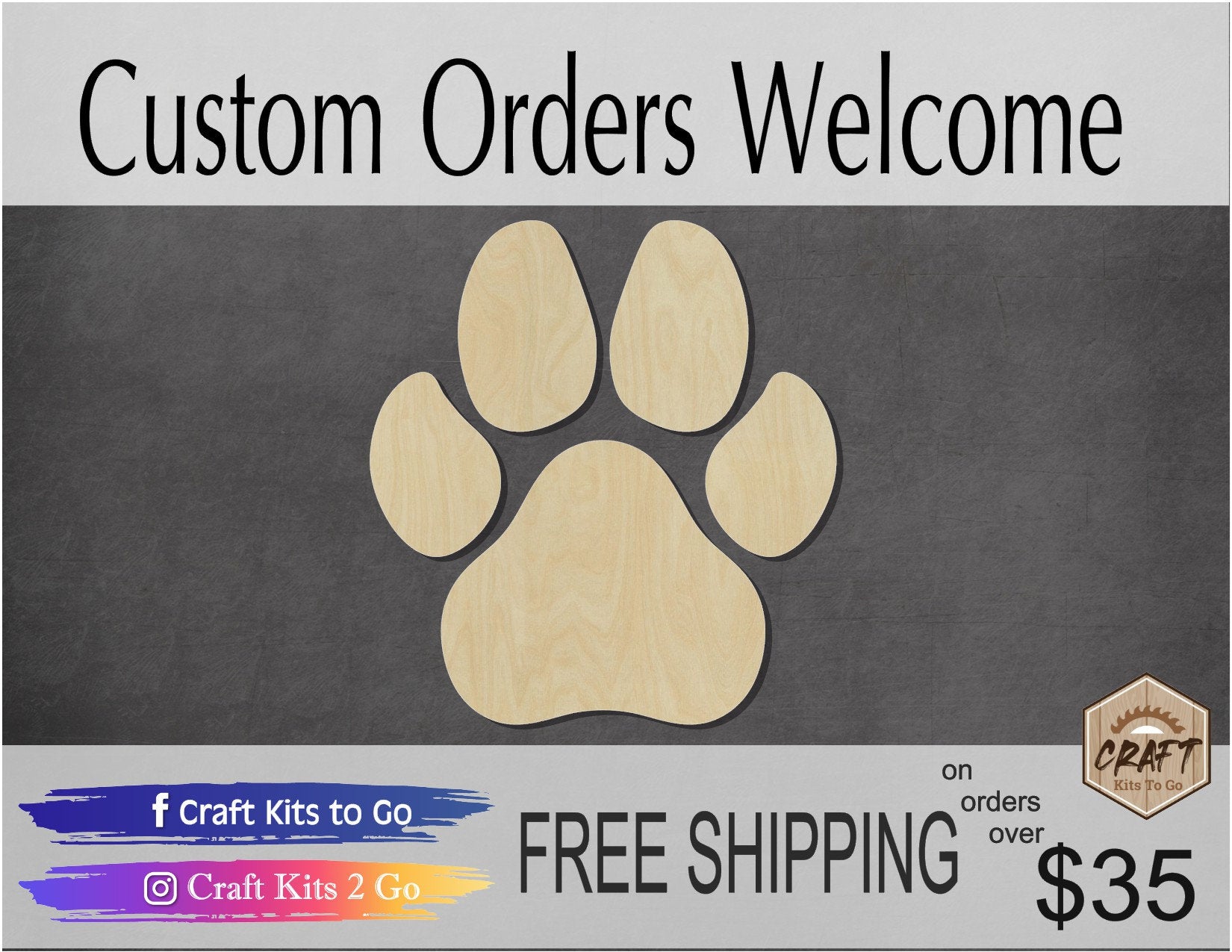 Dog Paw Print wood blank cutouts Puppy Mans best friend animal cutouts DIY #1387 - Multiple Sizes Available - Unfinished Cutout Shapes