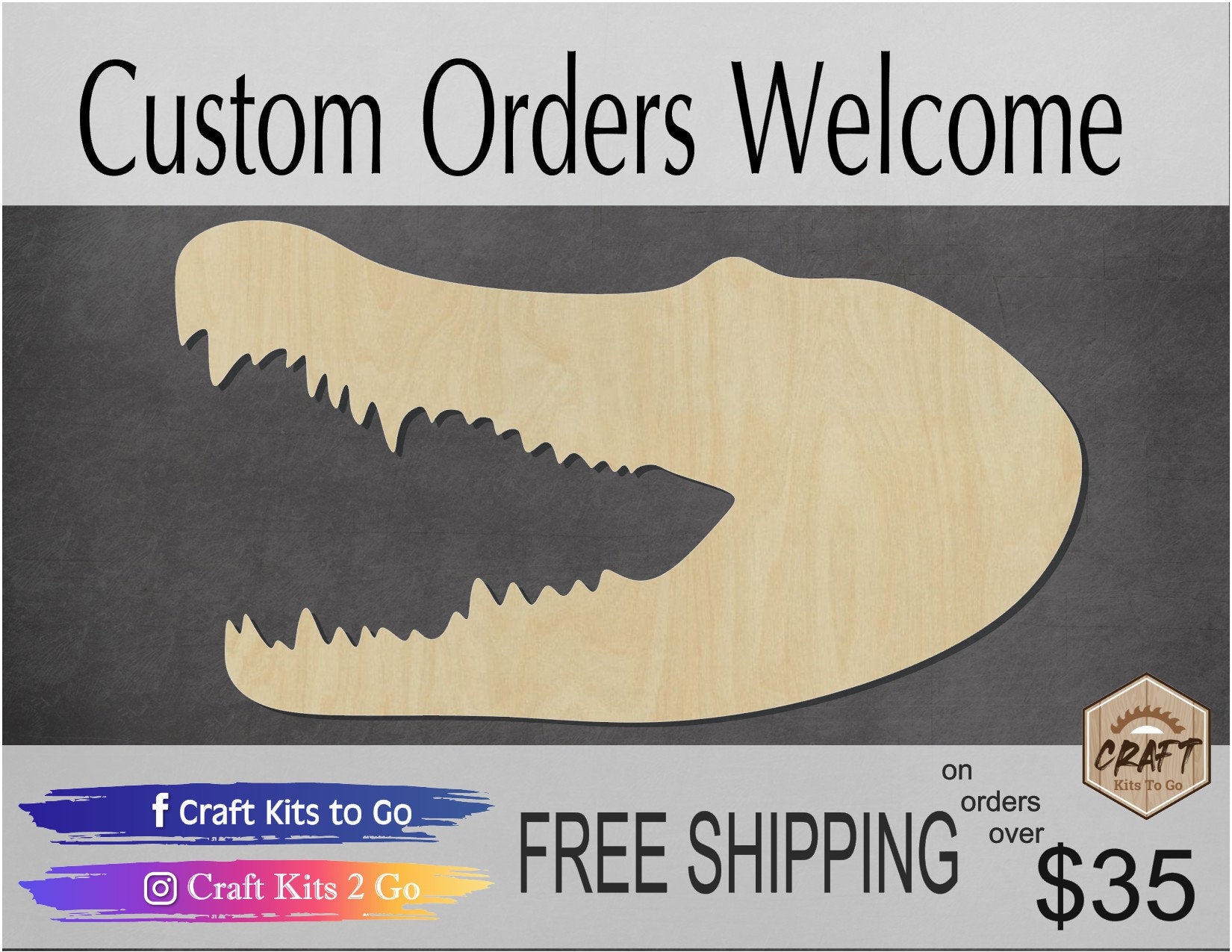 Crocodile Head cutout wood blank cutouts DIY paint animal cutouts zoo animals #1394 - Multiple Sizes Available - Unfinished Cutout Shapes