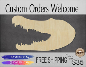 Crocodile Head cutout wood blank cutouts DIY paint animal cutouts zoo animals #1394 - Multiple Sizes Available - Unfinished Cutout Shapes