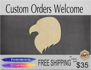 Eagle Head cutout wood blanks american eagle DIY paint kit #1418 - Multiple Sizes Available - Unfinished Cutout Shapes