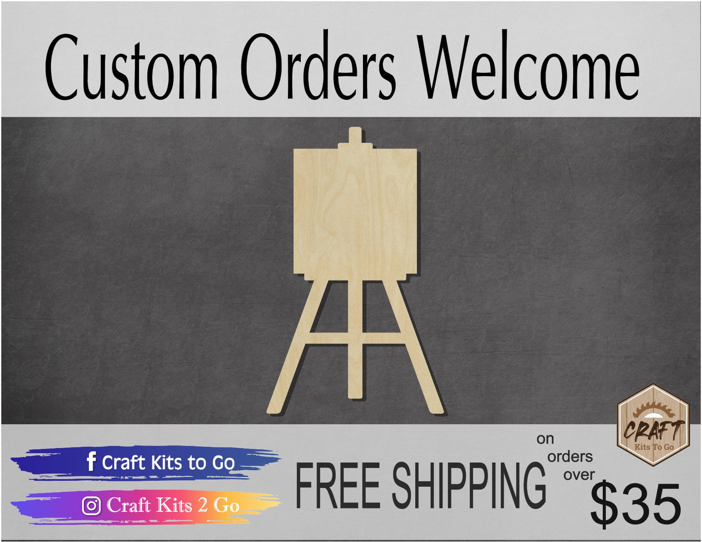 Easel cutout wood blank cutouts Art studio DIY Paint kit #1420 - Multiple Sizes Available - Unfinished Cutout Shapes