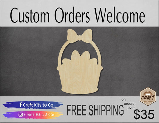 Easter Basket Cutout wood cutouts Easter Craft DIY Paint kit Eggs Color #1421 - Multiple Sizes Available - Unfinished Cutout Shapes