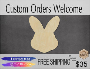 Easter Bunny Head Cutout Bunnies Paint yourself Spring time DIY Paint kit #1423 - Multiple Sizes Available - Unfinished Cutout Shapes