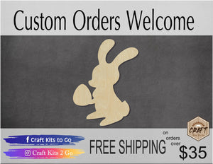 Easter Bunny cutout Easter wood blanks Easter Craft DIY Paint kit Holidays #1424 - Multiple Sizes Available - Unfinished Cutout Shapes