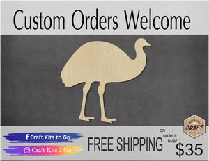 Emu Cutout Zoo animals wood cutouts animal cutouts DIY Paint kit #1445 - Multiple Sizes Available - Unfinished Cutout Shapes