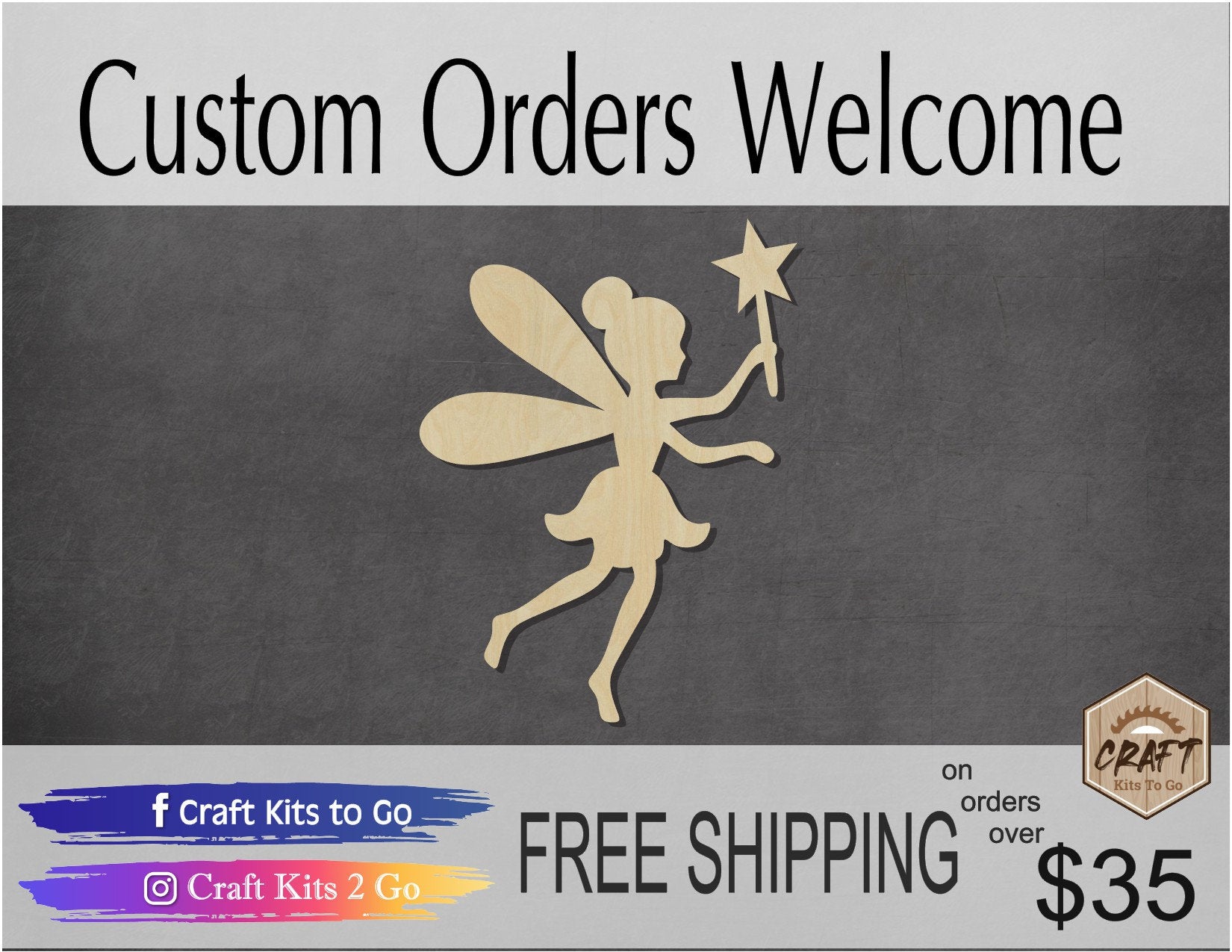 Fairy Cutout wood cutouts Fairy Dust Magic tooth Fairy DIY Paint kit #1450 - Multiple Sizes Available - Unfinished Cutout Shapes