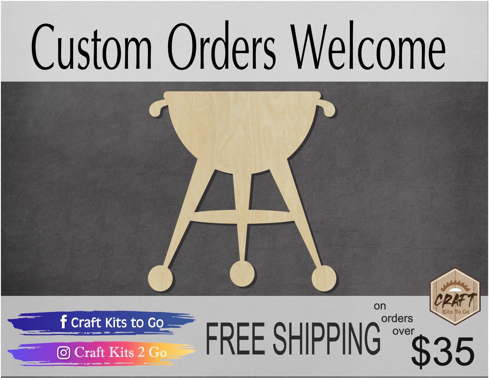 Grill wood blank cutouts BBQ Summertime Good times Friends DIY Paint kit #1558 - Multiple Sizes Available - Unfinished Cutout Shapes