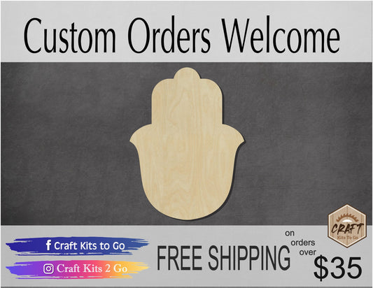 Hamsa wood shapes DIY paint kit Paint yourself Craft night #1576 - Multiple Sizes Available - Unfinished Cutout Shapes