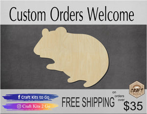 Hamster cutout Wood cutouts Pet Animal cutouts wood craft DIY Paint kit #1577 - Multiple Sizes Available - Unfinished Cutout Shapes
