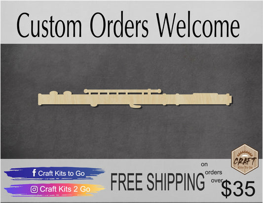 Flute cutout wood cutouts Music Class Band Marching Band Musician DIY Paint #1482 - Multiple Sizes Available - Unfinished Wood Cutout Shapes