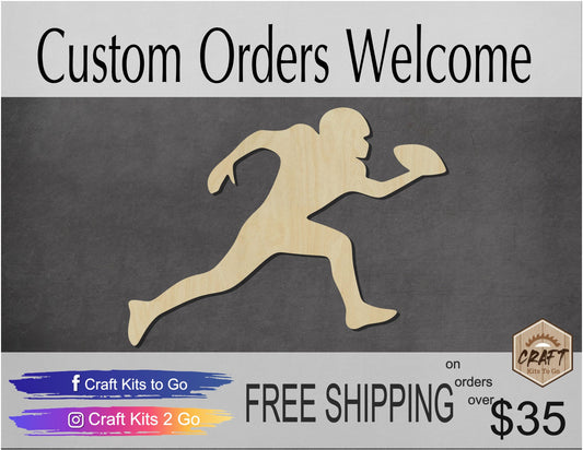 Football Player wood cutouts School Football season DIY Paint kit #1502 - Multiple Sizes Available - Unfinished Wood Cutout Shapes