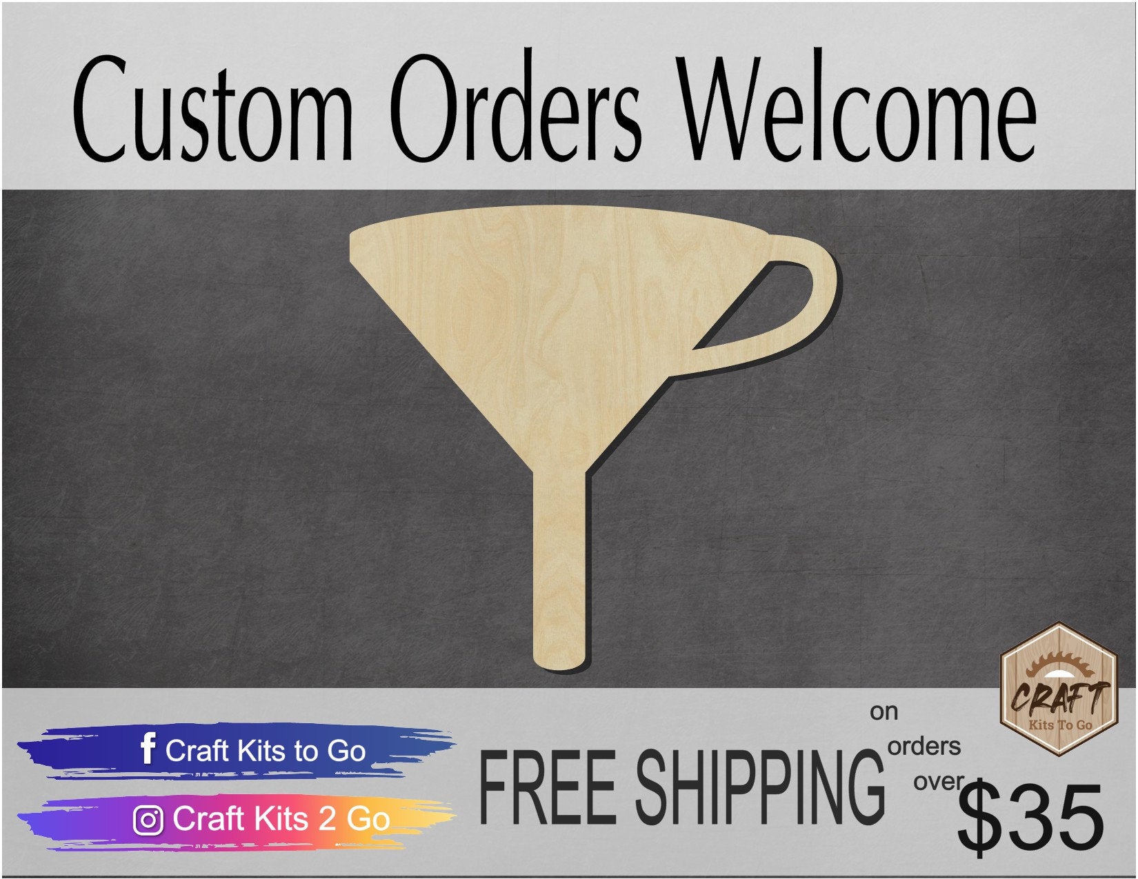Funnel wood cutouts Tools Garage Father's Day ideas DIy Paint kit #1516 - Multiple Sizes Available - Unfinished Wood Cutout Shapes