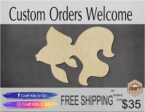 Goldfish wood cutouts Fish animal cutouts DIY Paint kit #1541 - Multiple Sizes Available - Unfinished wood cutout shapes