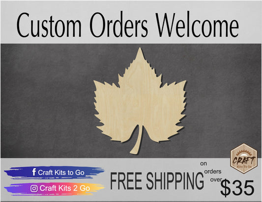 Grape Leaf wood cutout Plants Garden Grapes Wine DIY Paint kit #1550 - Multiple Sizes Available - Unfinished wood cutouts shapes