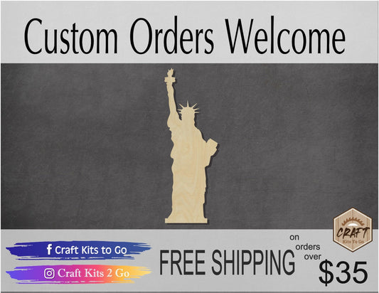 Statue of Liberty wood cutout NYC New York City Places Vacation DIY paint #2058 - Multiple Sizes Available - Unfinished Wood Cutouts Shapes