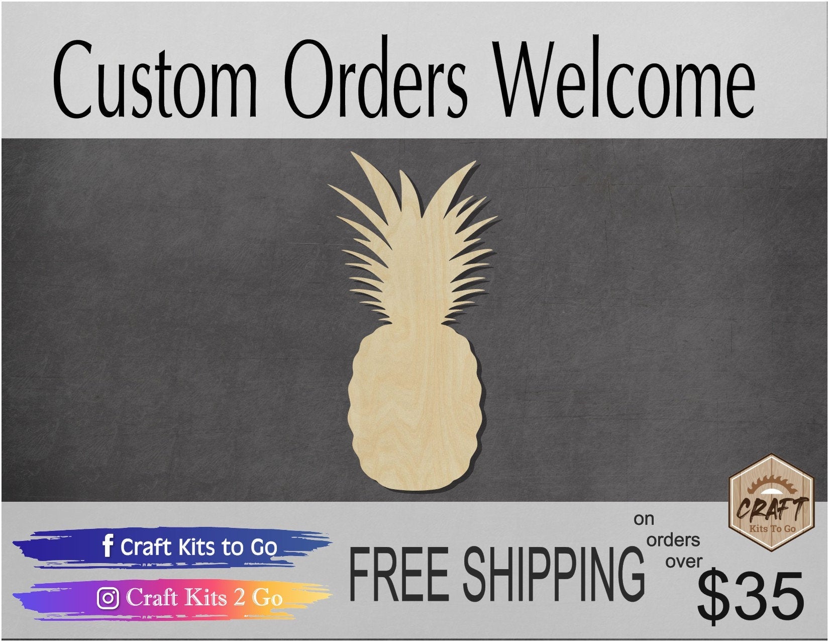 Pineapple wood cutout Hawaii Food cutout kitchen decor DIY Paint kit #1850 - Multiple Sizes Available - Unfinished Wood Cutouts Shapes