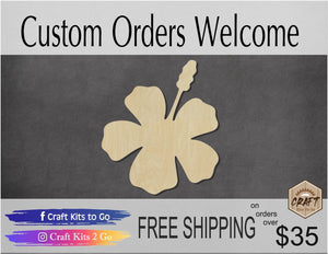 Hibiscus wood shape wood cutout Flowers Garden Hawaiian Flower Hawaii #1598 - Multiple Sizes Available - Unfinished Wood Cutouts Shapes