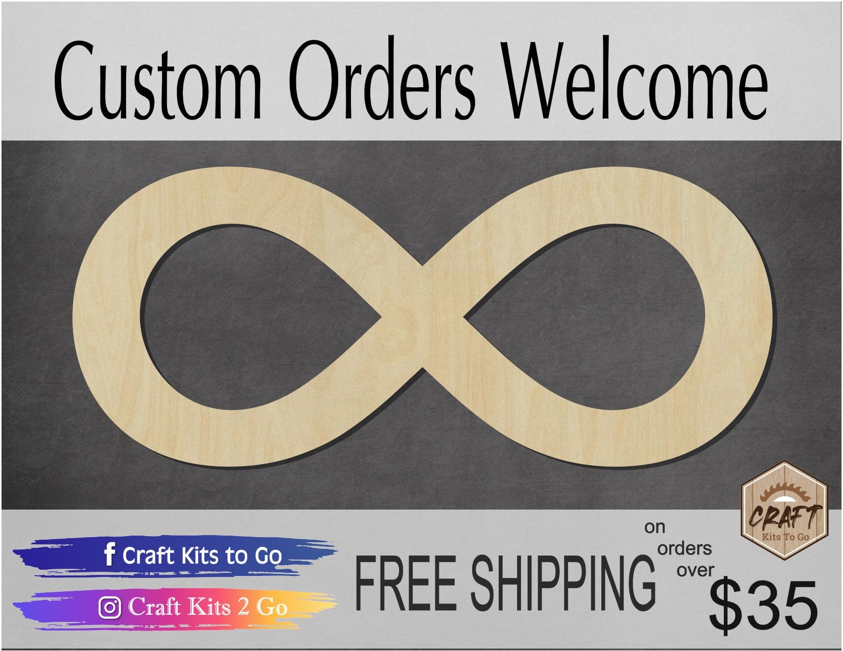 Infinity Symbol wood cutout wood shape Love forever DIY paint kit Wedding #1631 - Multiple Sizes Available - Unfinished Wood Cutouts Shapes