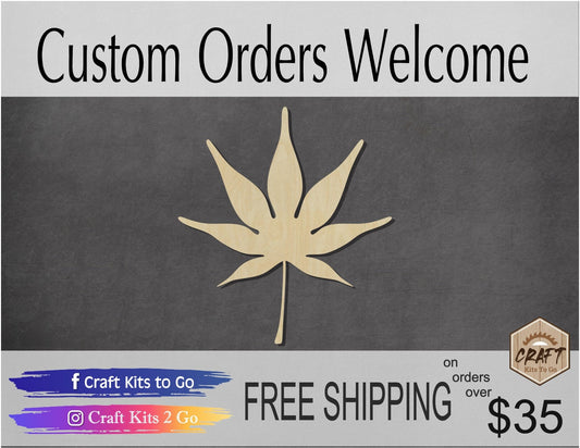 Japanese Maple Leaf wood cutout wood shapes DIY Paint kit #1637 - Multiple Sizes Available - Unfinished Wood Cutouts Shapes