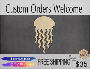 Jellyfish wood cutout wood shapes DIY paint kit #1639 - Multiple Sizes Available - Unfinished Wood Cutouts Shapes