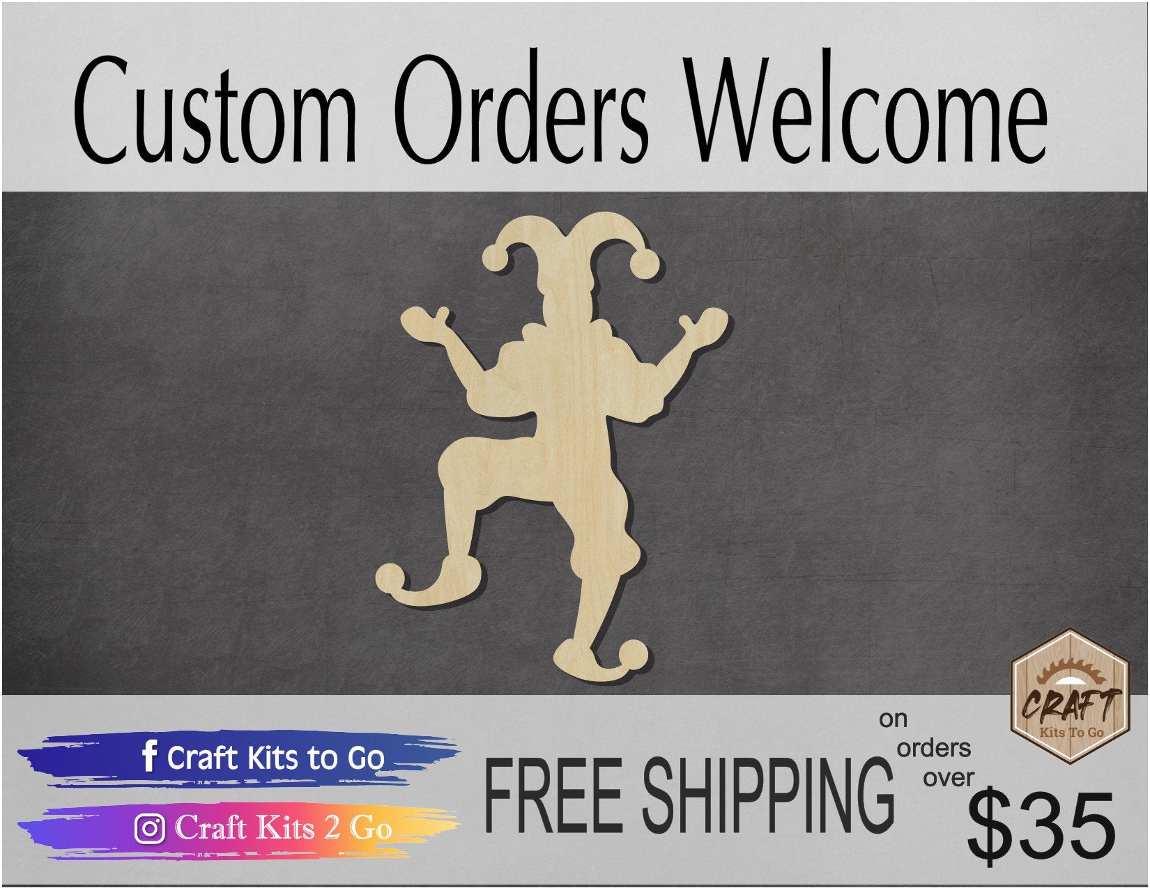 Jester wood cutouts wood shapes joker DIY Paint kit #1641 - Multiple Sizes Available - Unfinished wood Cutout Shapes
