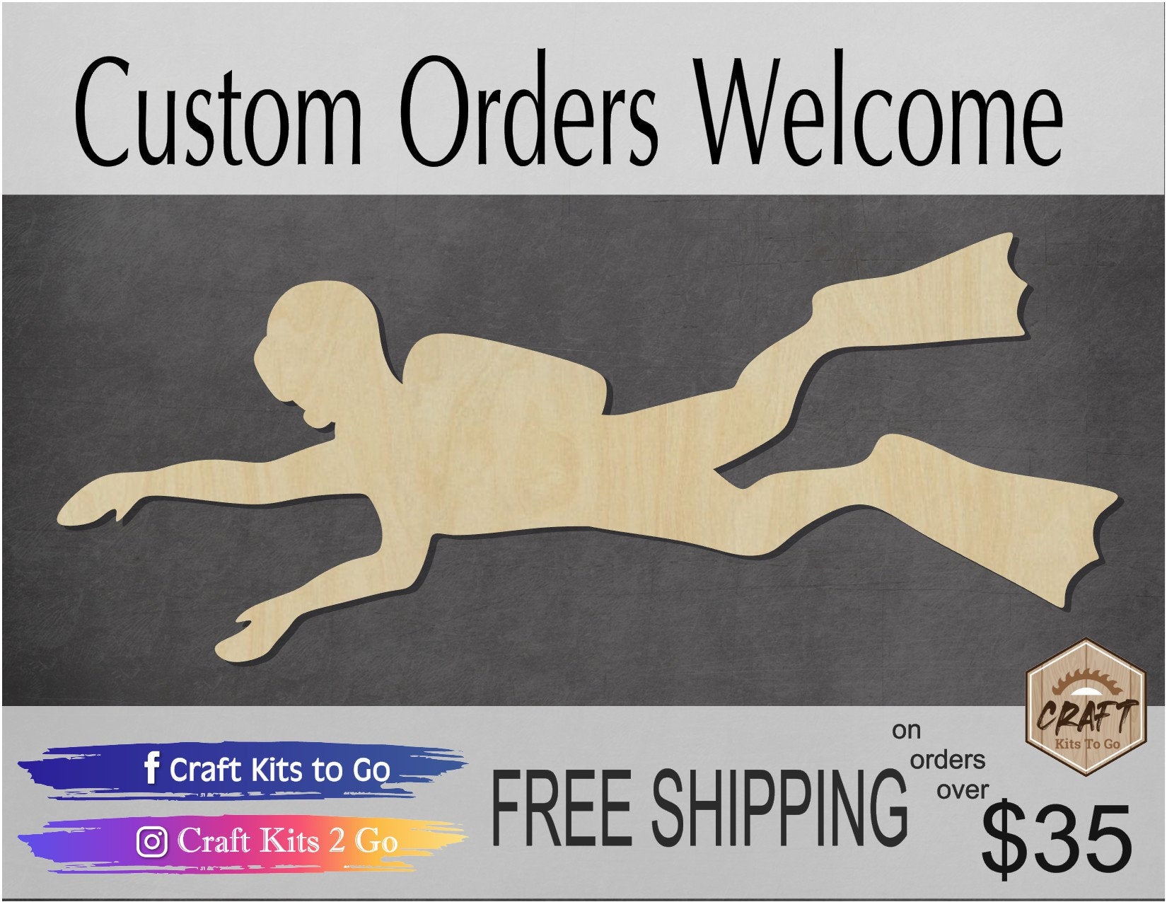 Scuba diver wood cutouts wood shapes #1972 - Multiple Sizes Available - Unfinished Wood Cutout Shapes