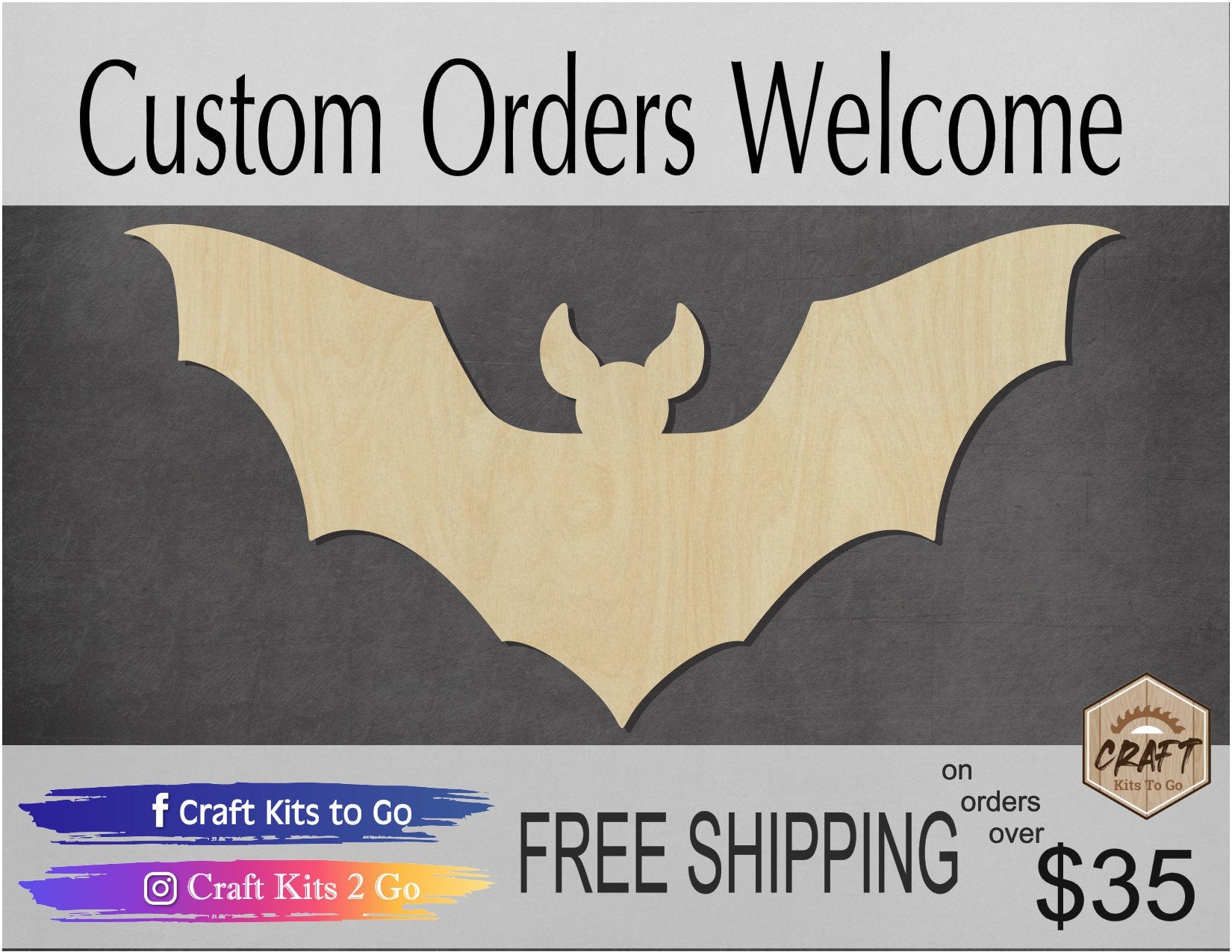Bat wood cutouts wood shapes animal cutouts animal shapes Halloween DIY #1668 - Multiple Sizes Available - Unfinished Wood Cutout Shapes