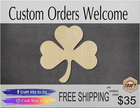 Shamrock wood cutouts wood shapes St. Patrick's Day craft DIY Paint kit #1677 - Multiple Sizes Available - Unfinished Wood Cutout Shapes