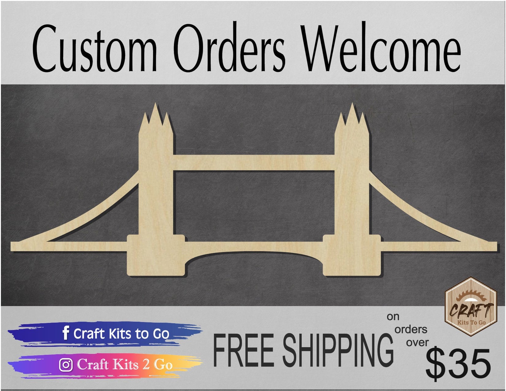 Cuttable Bridge London Bridge wood cutouts wood shapes bridges Place DIY Paint kit #17 ...