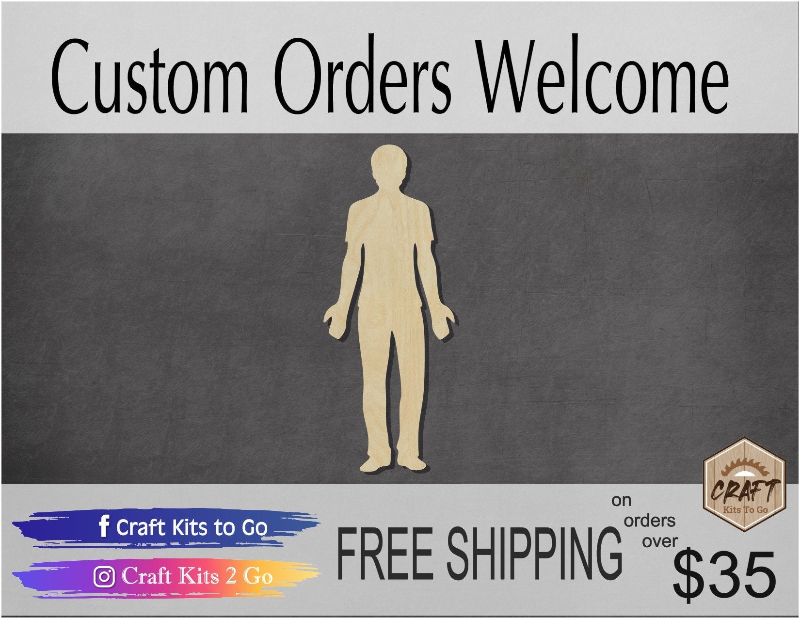 Man wood shape wood cutouts Human Person DIY Paint kit #1723 - Multiple Sizes Available - Unfinished Wood Cutout Shapes