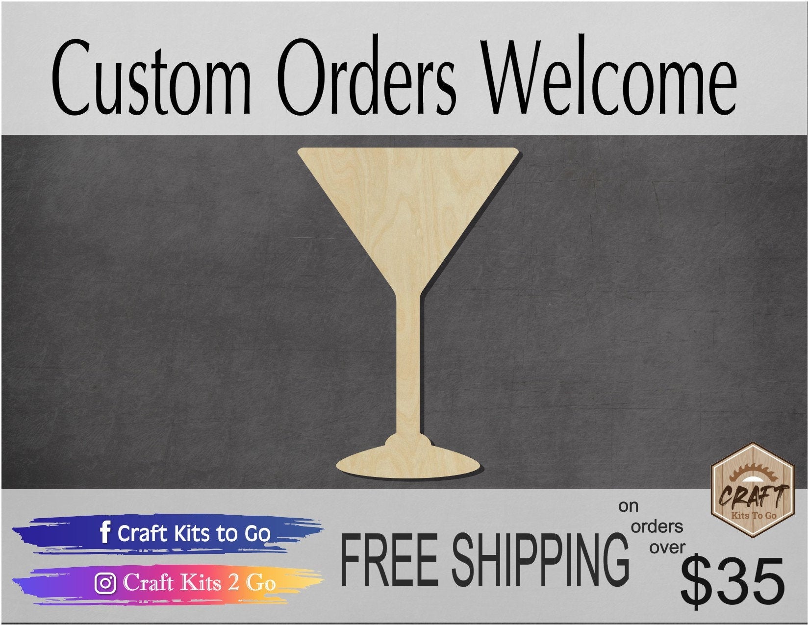 Martini Glass wood shape wood cutouts Drink Drinking DIY paint kit #1729 - Multiple Sizes Available - Unfinished Wood Cutout Shapes