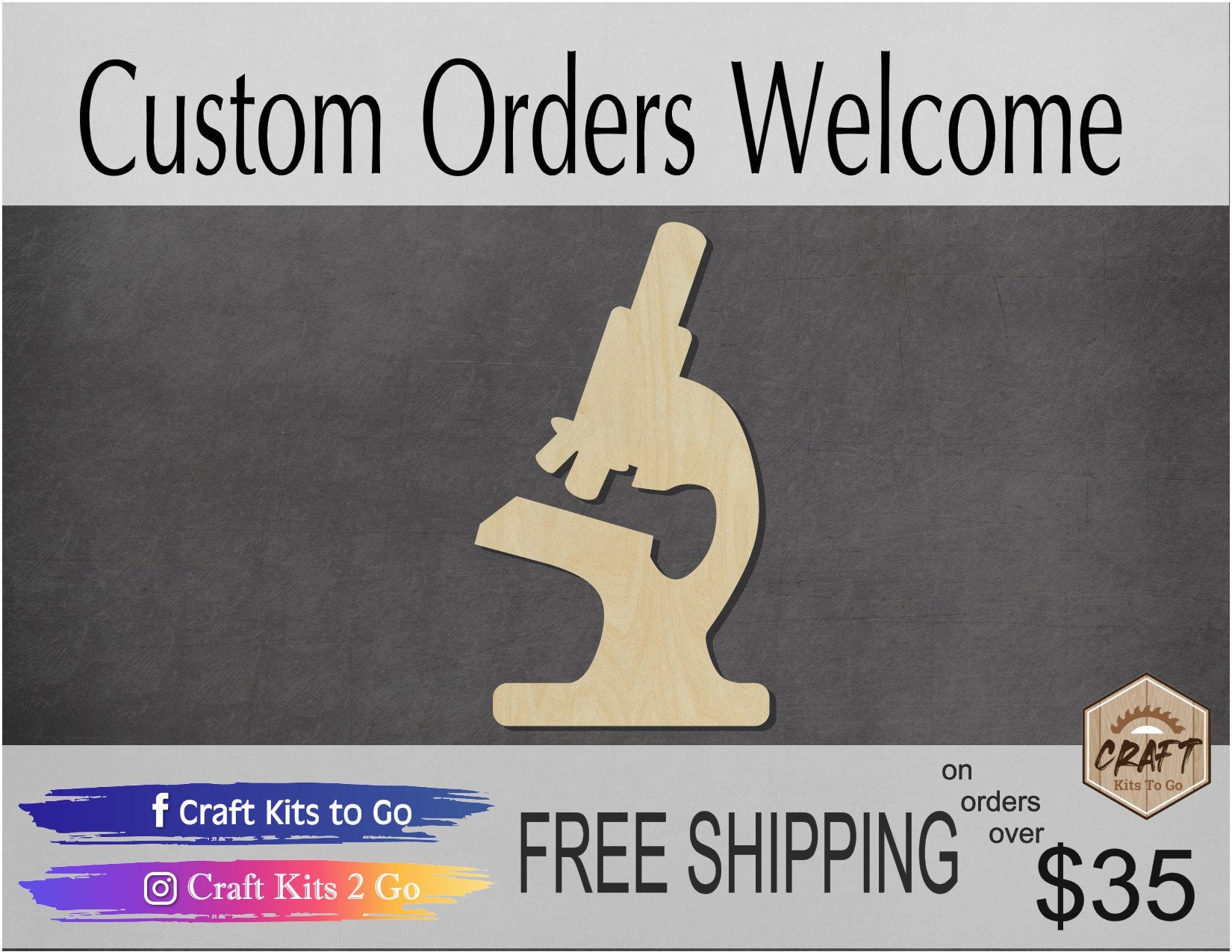Microscope wood shape wood cutouts Science Lab work DIY Paint kit #1741 - Multiple Sizes Available - Unfinished Wood Cutout Shapes