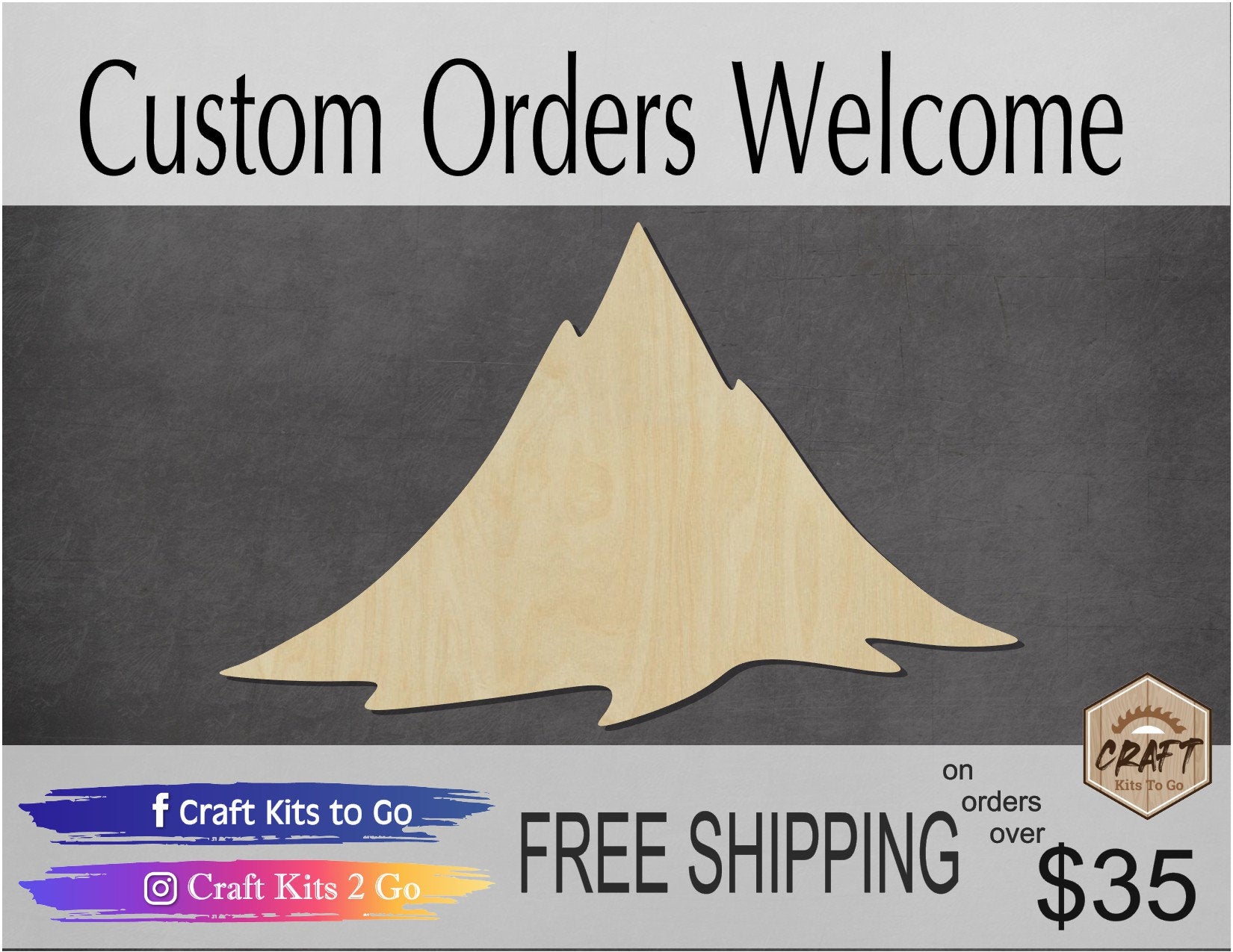 Mountain wood shape wood cutouts Mountain range Camping Outdoors DIY Paint #1762 - Multiple Sizes Available - Unfinished Wood Cutout Shapes