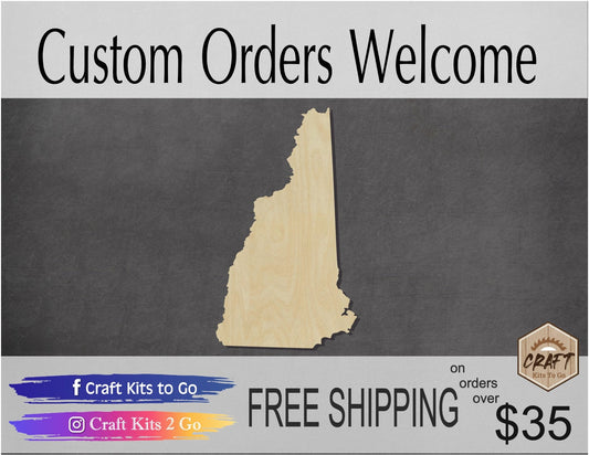 New Hampshire State wood shape wood cutouts State cutouts State Shapes DIY #1778 - Multiple Sizes Available - Unfinished Wood Cutout Shapes