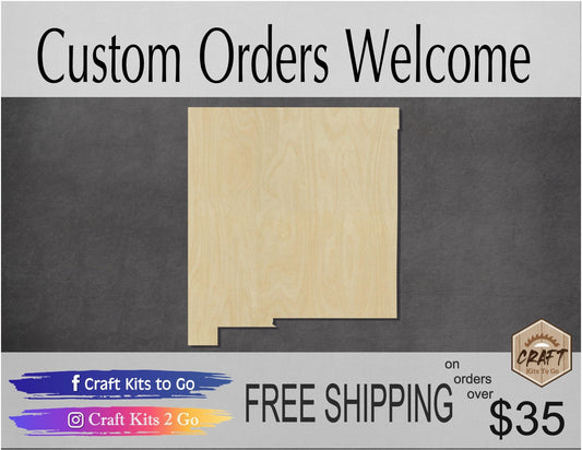 New Mexico State wood shape wood cutouts State Cutouts State Shapes #1780 - Multiple Sizes Available - Unfinished Wood Cutout Shapes