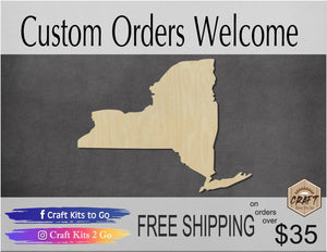 New York State wood shape wood cutouts State cutouts State Shapes DIY #1781 - Multiple Sizes Available - Unfinished Wood Cutout Shapes