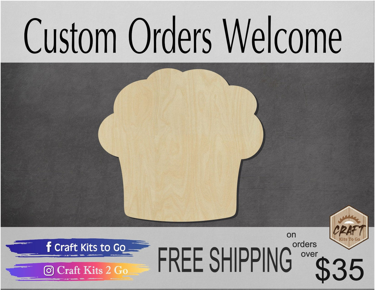 Muffin wood shape wood cutouts Food cutouts kitchen decor DIY Paint kit #1766 - Multiple Sizes Available - Unfinished Wood Cutout Shapes