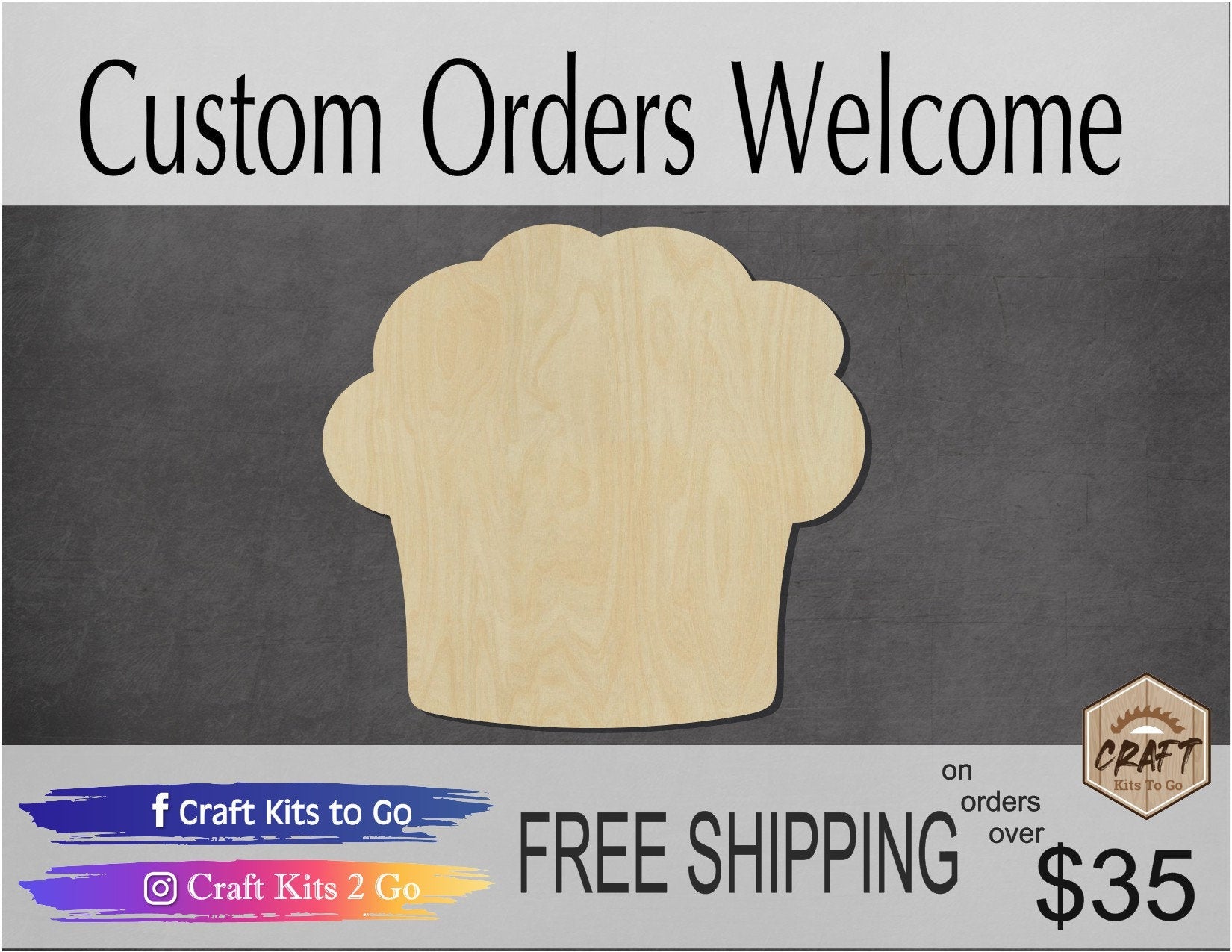 Muffin wood shape wood cutouts Food cutouts kitchen decor DIY Paint kit #1766 - Multiple Sizes Available - Unfinished Wood Cutout Shapes