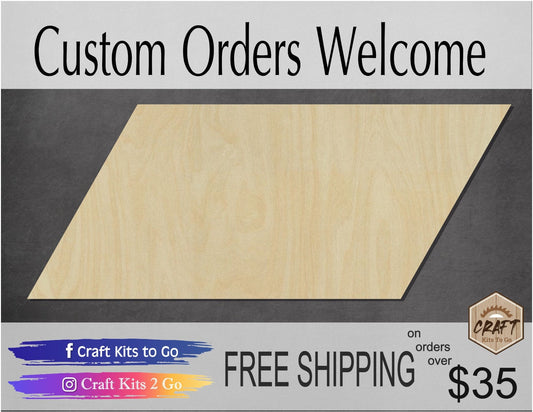 Parallelogram wood shape wood cutouts shape cutouts DIY paint kit #1824 - Multiple Sizes Available - Unfinished Wood Cutout Shapes
