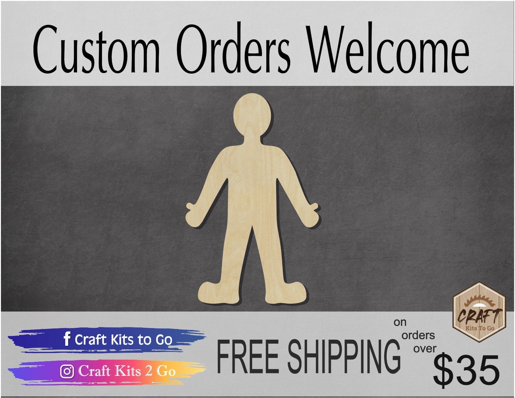 Person wood shape wood cutouts DIY paint kit #1841 - Multiple Sizes Available - Unfinished Wood Cutout Shapes