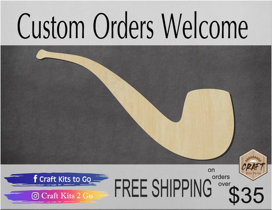 Pipe wood shape wood cutouts DIY Paint kit #1855 - Multiple Sizes Available - Unfinished Wood Cutout Shapes