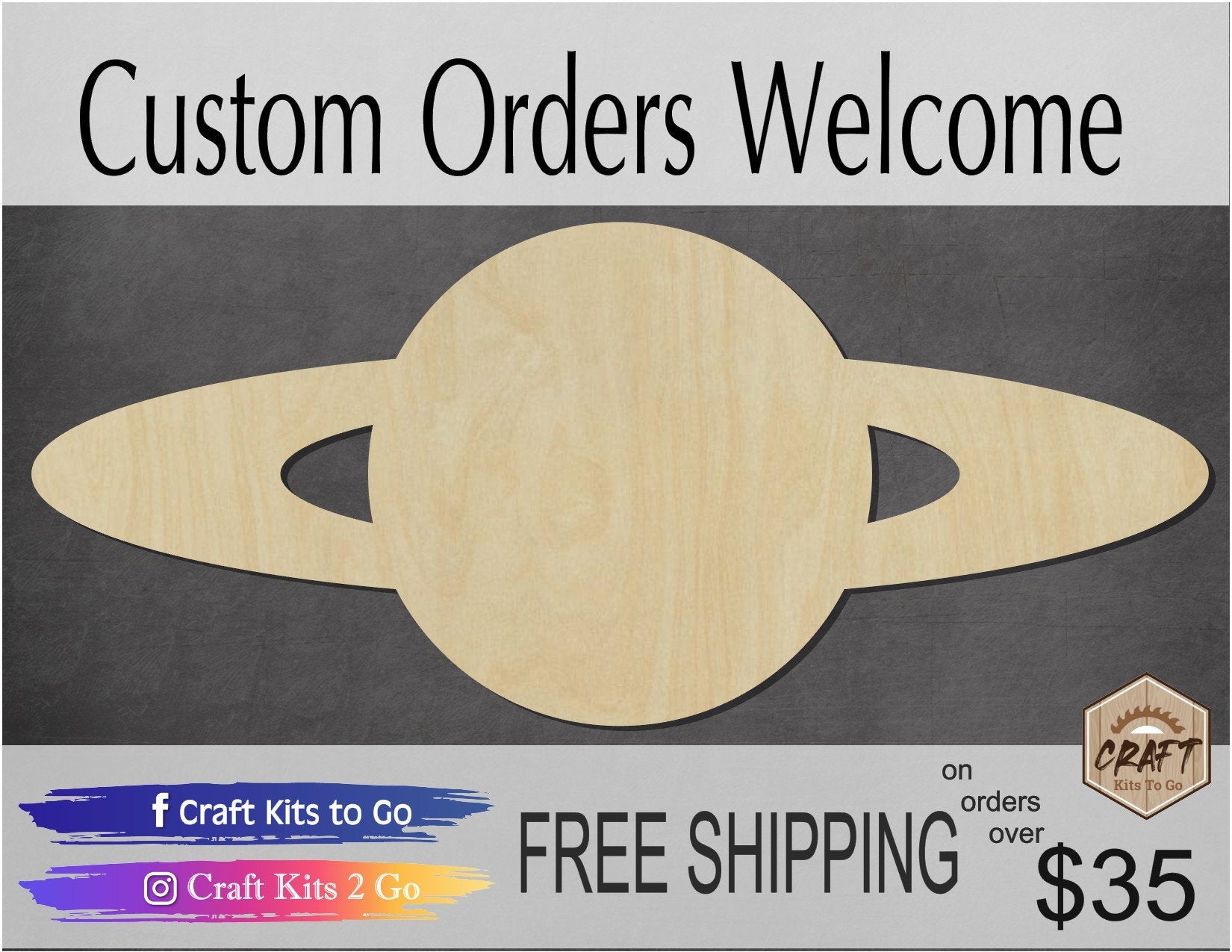 Planet wood shape wood cutouts DIY paint kit #1864 - Multiple Sizes Available - Unfinished Wood Cutout Shapes