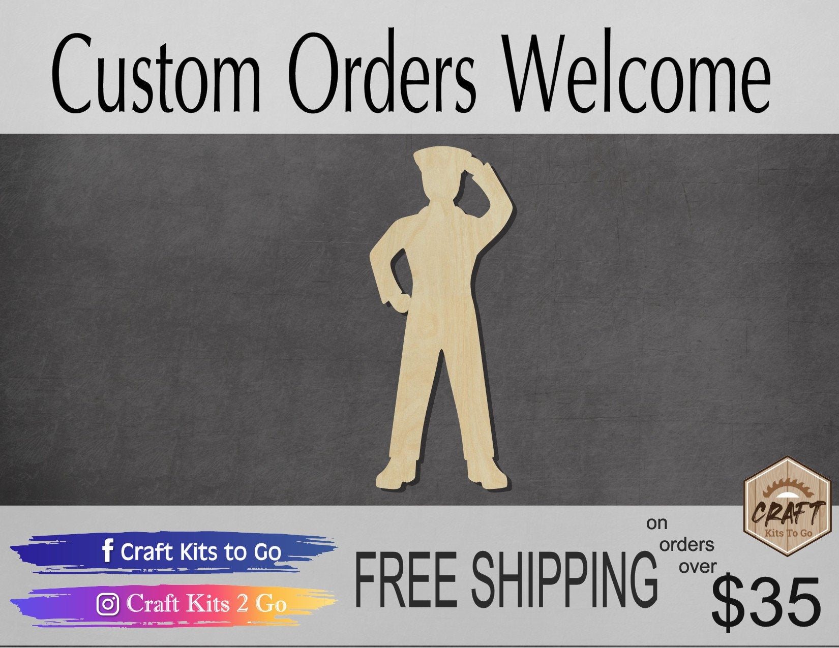 Policeman wood shape wood cutouts DIY Paint kit #1871 - Multiple Sizes Available - Unfinished Wood Cutout Shapes