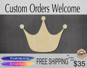 Crown wood shape wood cutouts Castle Princess King Queen DIY Paint kit #1890 - Multiple Sizes Available - Unfinished Wood Cutout Shapes