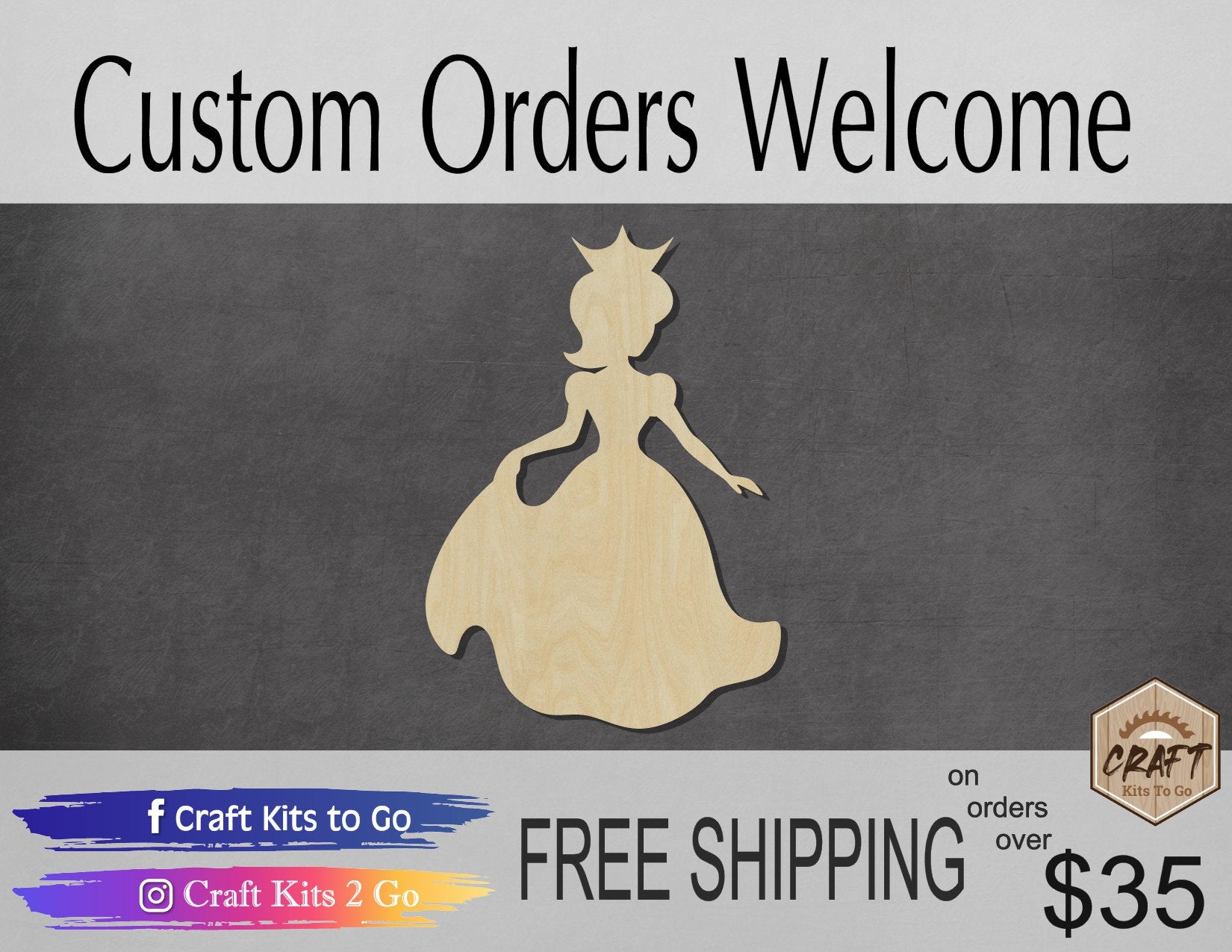 Princess wood shape wood cutouts Castle Queen King Fairy Tale DIY Paint kit #1891 - Multiple Sizes Available - Unfinished Cutout Shapes