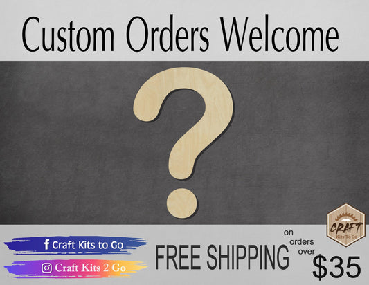 Question Mark wood shape wood cutouts shape cutouts DIY Paint kit #1902 - Multiple Sizes Available - Unfinished Wood Cutout Shapes